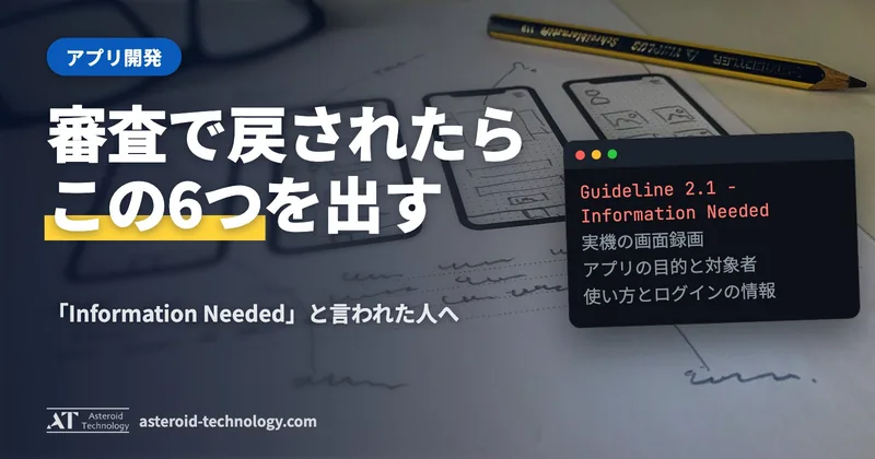 「Guideline 2.1 Information Needed」の文字と、求められた6つの項目の札