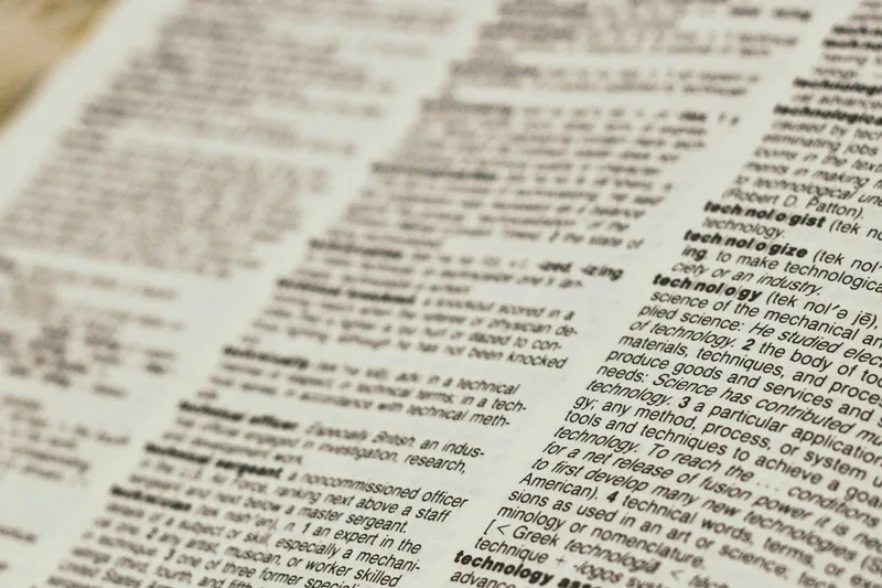 辞書の見開きのページを接写した写真