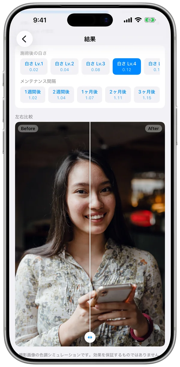 Shade Preview の左右比較の画面